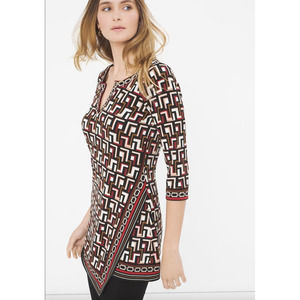 White House Black Market - Geometric Print Asymmetric Tunic Top | XS |  NWT $88